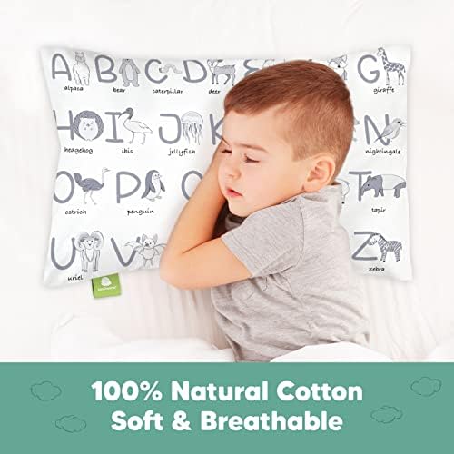 Keababies Toddler Pillow со перница и перница за мали деца за перница од 13x18 - 13x18 меки органски памучни перници за дете за спиење