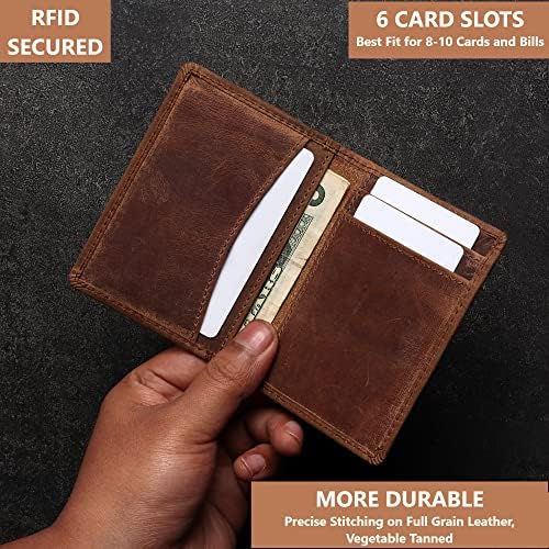 Држач за кредитна картичка FoxHackle за мажи, тенок бифолд за блокирање на паричник, тенок предниот џеб минималистички паричник, куќиште со