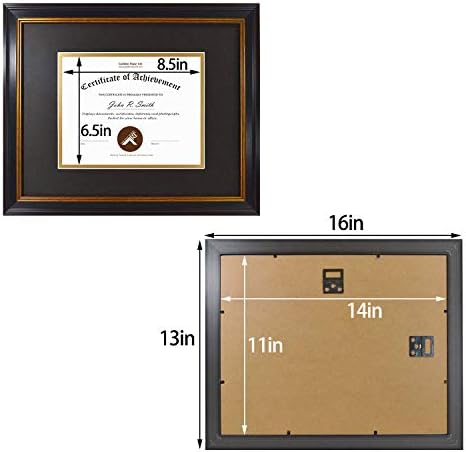 Голден Стејт Арт, рамка за слика 11х14 за 7x9 фотографии диплома/сертификат, рамка за висина на wallидови, црно злато и бургундска