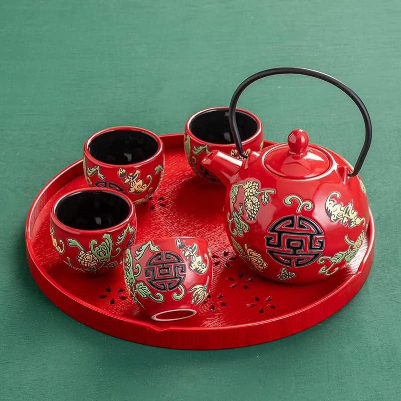 генерички керамички чај сет рачно изработен чајник и чаша сет за домаќинства чајници кинески пијалоци со еден тенџере и четири чаши