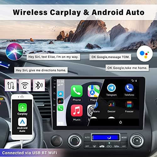 Андроид 11 Автомобил Радио Стерео За Хонда Цивик 2006 2007 2008 2009 2010 2011 Со Apple Carplay Android Auto Bluetooth 10.1 инчен Екран