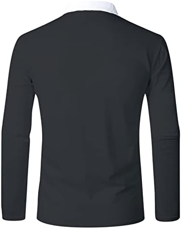 XXBR машки патент Поло кошули со долги ракави поштенски врат крпеница лапел јака голф врвови есен случајна мускулна маица за работа