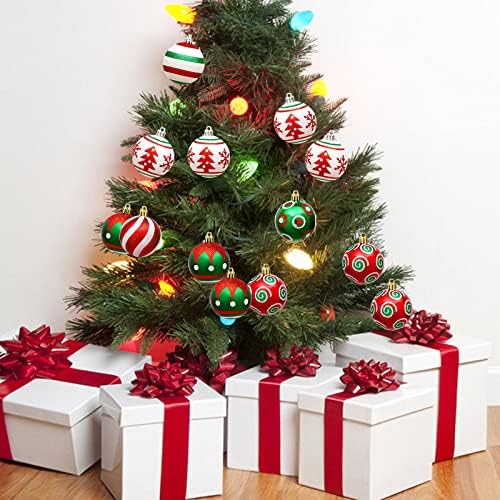 Висечки украси за дневна соба на кука Божиќна топка украс Пластика 30 парчиња 2,36in Мала висечка топка Божиќ декорација со деликатни отпечатоци