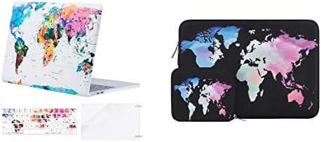 Mosiso компатибилен со MacBook Pro 13 Inch Case -2020 A2338 M1 A2289 A2251 A2159 A1989 A1706 A1708, Светска мапа Неопрен торба