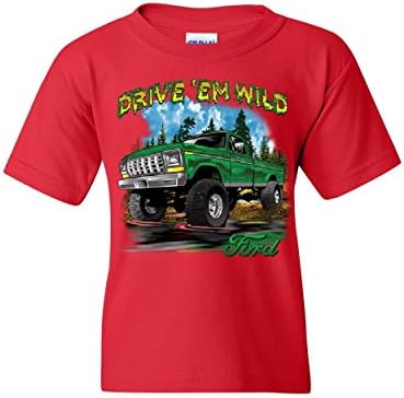 Drive 'em Wild Youth T-Shirt Ford Pickup Trucks F-150 Offroad Mud Ride Kids Tee