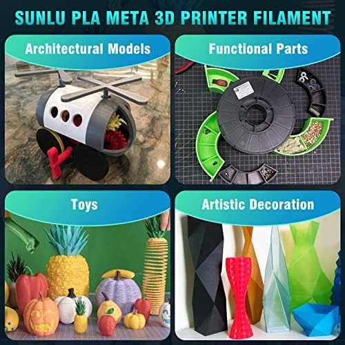 Sunlu 250g PLA мета -филамент 1,75мм пакет и Sunlu T3 3D печатач, 3D пакет на филамента за печатачи повеќебојни ， 0,25 кг лажица, 8 ролни