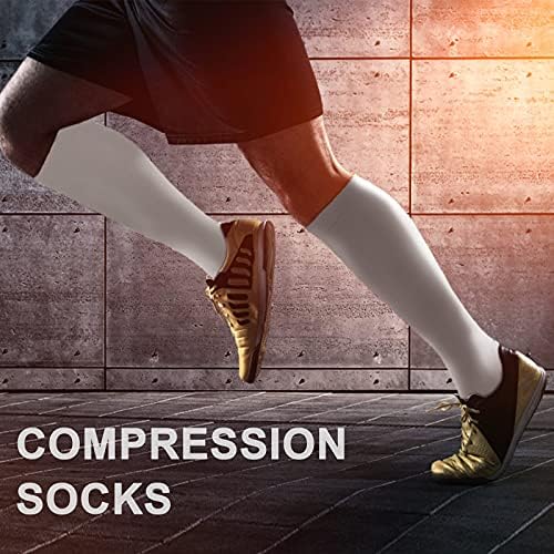 Чорапови за компресија на Dreshow за жени и мажи долги атлетски чорапи колено високо 15-20ммхг најдобро за атлетско трчање 3 пара