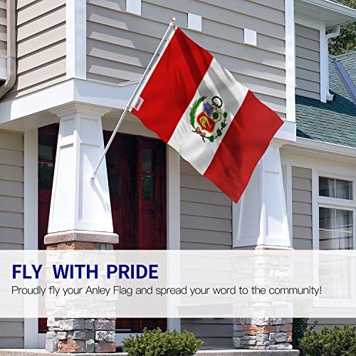 Anley Fly Breeze 3x5 Feuce Peru Flag - живописна боја и избледена доказ - заглавие на платно и двојно зашиени - полиестер на национални