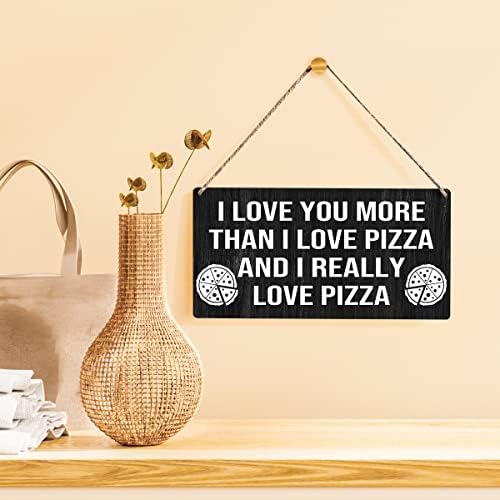 Пица продавница за знак подарок фарма куќа те сакам повеќе отколку што сакам пица дрвена висечка знак плакета рустикална wallидна уметност