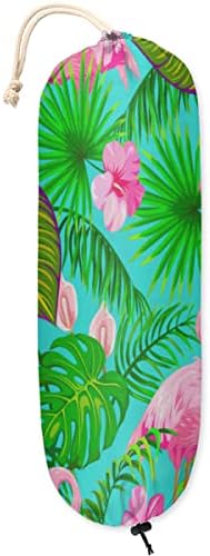 Тропски Лисја Фламинго Држач За Цветни Пластични Кеси, Држач За Торби За Намирници За Монтирање На Ѕид, Распрскувач За Пластична Кеса Организатор