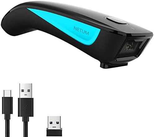 Скенер за баркодови на Bluetooth Bluetooth, безжичен 1D ласерски USB -бар -код читач компатибилен со паметен телефон, таблет,