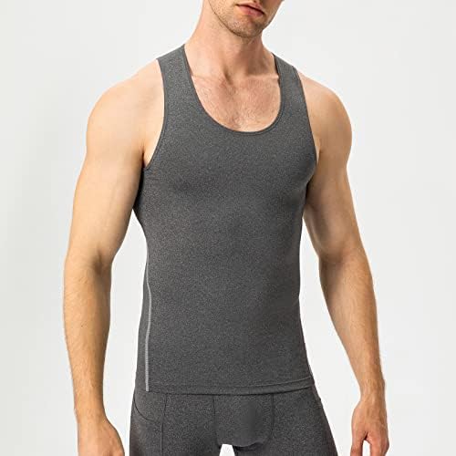 1/3 пакуваат кошули за атлетски компресии за мажи, резервоар за суво вклопување спортска маица за теретана за теретана без ракави