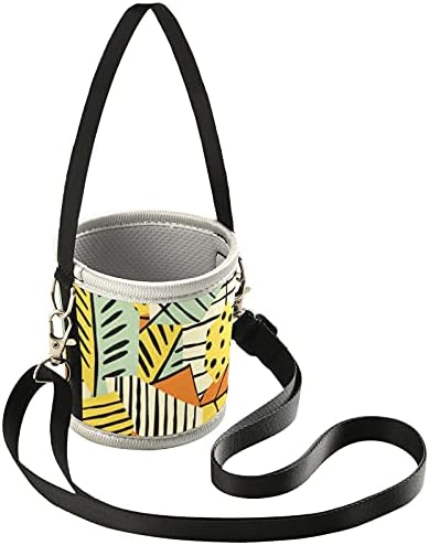 Покрив за носач на шише со вода со рамо каиш Цветни тропски лисја апстрактно сликање шише за носење торба за торбичка ракав за патување за