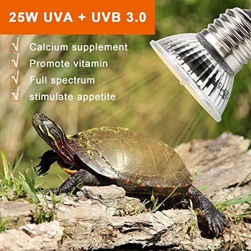 Anglekai 25W Sun Basking Lamp Bulb, 6 пакувања со целосен спектар UVA UVB reptile Топлосна сијалица за топлинска ламба за желка