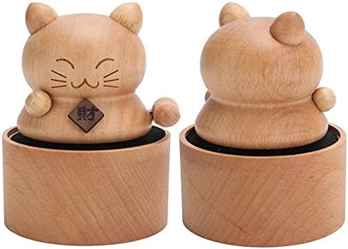 Музичка кутија Дуба Вуд, среќна богатство мачки фигура музичка кутија дрвена симпатична музичка кутија домашна декорација додатоци