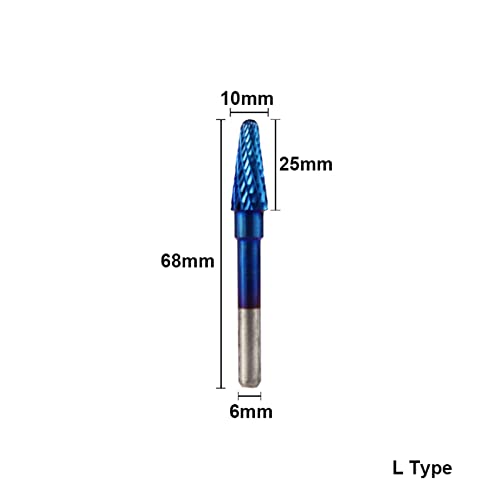 Pikis 6x10mm волфрам карбид ротари бурс супер сино обложена ротирачка датотека со двојно намалување 1 парчиња