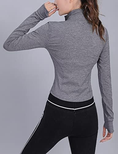 Lviefent жени лесна тежина целосна патека за трчање јакна тренингот тенок фит спортска облека за јога со дупки со палецот
