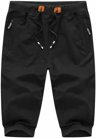 Шорцеви од 3/4 -gегер од Шекспел Капри панталони под памук на колено Долг тренинг што работи шорцеви со џебови со патенти