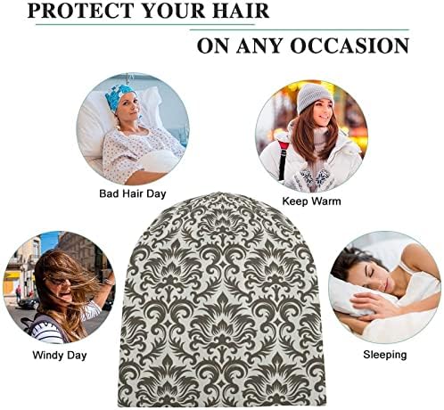 Етнички образец унисекс бели капа за топло капаче за череп капа за спиење за спиење една големина