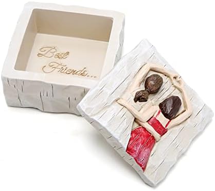 Кутија за накит на плоштад Ходао за женски пријатели/годишнина од пријателство извајана рачно насликана кутија за куќиште-декоративни