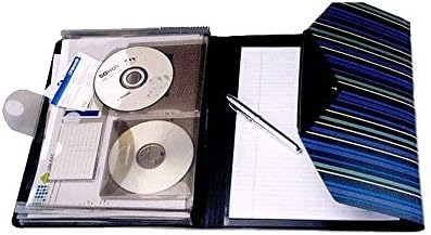 Организатор на портфолио со папки со датотеки со пет џебови, две џебови со картички и две џебови за да држи дискови со податоци или мали документи.