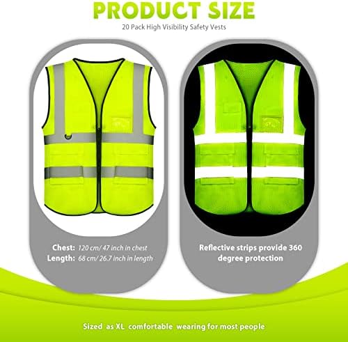 Didaey 20 пакуваат безбедносни елементи со висока видливост со џебови и патент, рефлексивна безбедносна работа елек за жени
