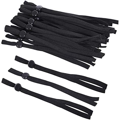 100 парчиња црна шиење еластична лента со кабел со прилагодливи токи, возрасни деца се протегаат на лицето на лицето Earloop Earmuff Strap String Rope For DIY Making