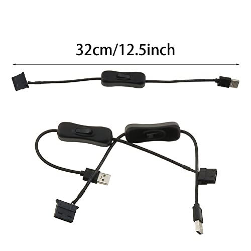 DGZZI 2PCS USB до 4-пински молекс кабел за напојување на вентилатор Компјутер за адаптер за адаптер со прекинувач 12V до 5V кабел