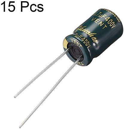 UXCELL® Алуминиумски радијален електролитски кондензатор Ниско ESR зелено со 4,7UF 400V 105 Целзиусови животни 3000H 8 x 12 mm висока