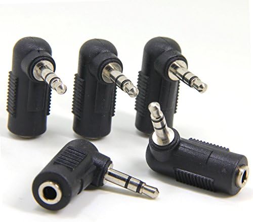 Ancable 5-Pack 1/8 3,5 mm TRS машки до женски конвертор на слушалки за слушалки со десен агол