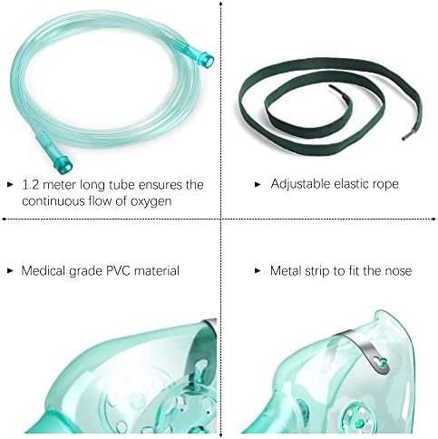 ANSNF 5 пакет кислород маска за лице возрасно: со 6,6 'цевка и прилагодлива еластична лента - големина m