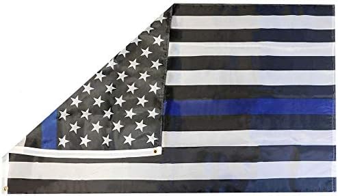 Американски големо Суперerstвезда во САД Меморијална тенка сина линија полиција 150д ткаен поли најлон 4x6 4'x6 'знаме знаме за знаме