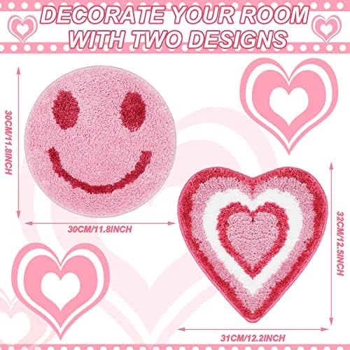 2 парчиња тафтирани со подготвените простории декор розово срце во форма на девојки декор, виси симпатична насмевка лице, подготвен