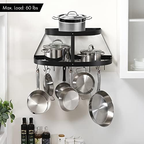 KES 27,5-инчен сад за садови, монтиран, 2-ниво за висина за садови за садови и тави за складирање, класичен дизајн на полукругот, црна, KUR502S70B-BK