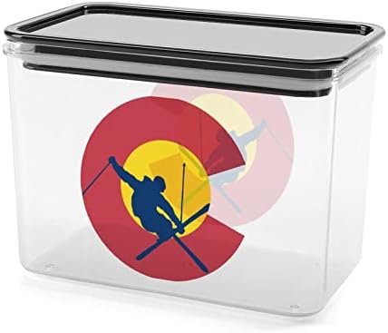 Колорадо Знаме Скијање Ски Контејнери За Складирање Чиста Пластична Кутија Со Капаци Канти За Повеќекратна Употреба За Кујнски Житни