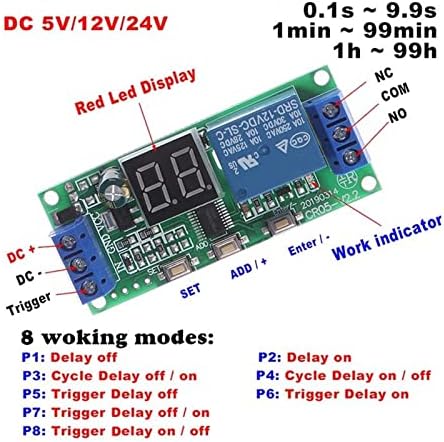 Excei 1PCS DC 5V / 12V / 24V мултифункционално дигитално време за бесконечно одложување на прекинувачот за одложување на тајмерот