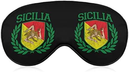 Сицилијанско Знаме На Штит Со Ловорики Маска За Очи Спиење Врзани Очи Со Прилагодливи Блокови За Ремени Светло Заслепувач За Патување Спиење