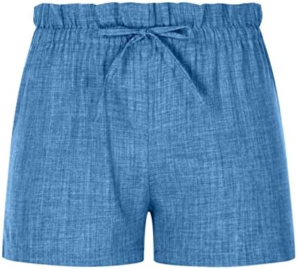 Eceеке-ДГ женски удобни влечени обични шорцеви пукнаа еластична половината удобни шорцеви на плажа, рифли со шорцеви со џебови
