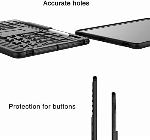 Случај лабанем За Galaxy Tab S8, Цврст Шок Доказ Солиден Двослоен Заштитен Капак за 11 Samsung Galaxy Tab S8 2022 / Таб С7 2020-Црно