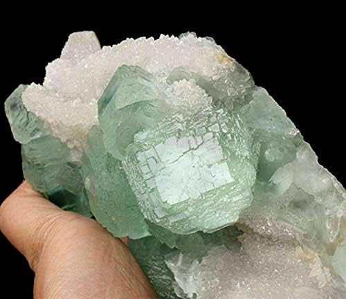 2.09lb Природно чиста зелена скала коцка флуорит кристален кластер минерален примерок