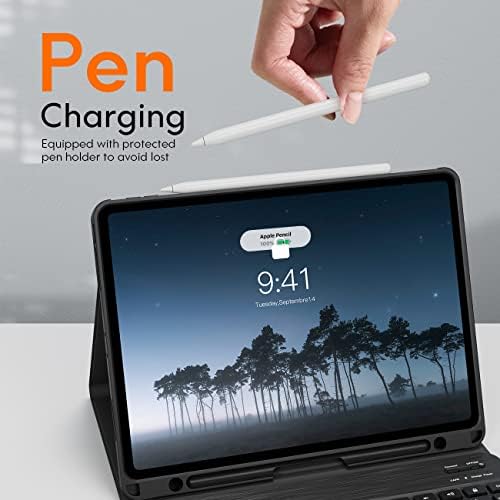 Chesona ipad Pro 11 Case со тастатура, iPad Air 5 -та генерација кутија со тастатура, одвојлив - држач за молив - капакот на флип -држач iPad Air