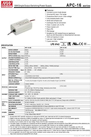 Среден квалитет на квалитет APC-16-350 AC до DC 48V 350MA 16W единечен излез LED Константна струја за вклучување на електрична енергија