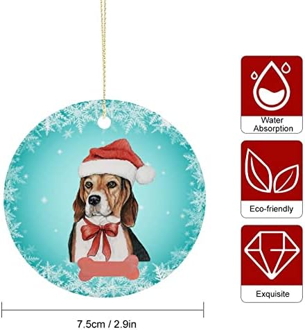 2021 Божиќен украс керамички двострани печатени кружни украси за Божиќни смешни миленичиња зачувување идеи подарок новогодишно