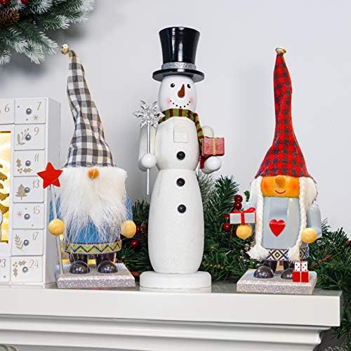 Funpeny 11 Божиќна декоративна оревчеста, 2 сет рачно изработени дрвени гноми плишани скандинавски шведски том, елф играчки за