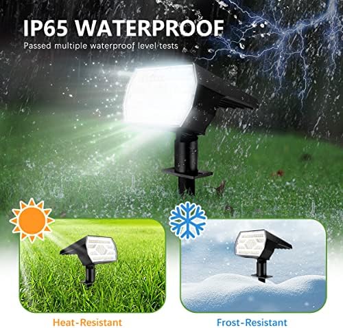 Brisunshine Solar Spot Lights Outdoor, IP65 пејзаж водоотпорни водоотпорни соларни напојувања за дворна градина, 2 во 1, автоматско