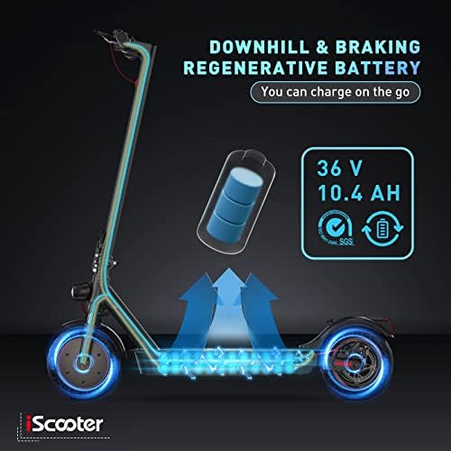 Електричен скутер за Икутер Електричен скутер Двојна суспензија, 21 км на час, опсег од 22 милји, 10 '' цврсти гуми на саќе,