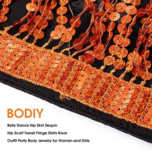 Bodiy fringe здолниште продолжение за стомакот танцување на колкот шамија завиткан здолништа за здолништа ремен, рејв облека, додаток