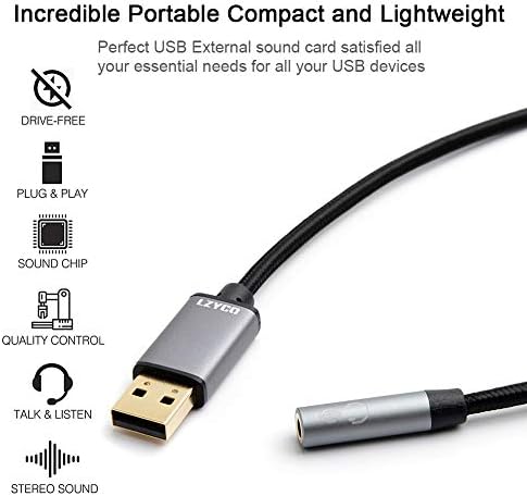 LZYCO USB-Адаптер За Женски Слушалки од 3,5 мм, USB До Адаптер За Аудио Приклучок, Поддршка USB на TRS 3,5 Aux Порт Слушалки За Слушалки, Mac,