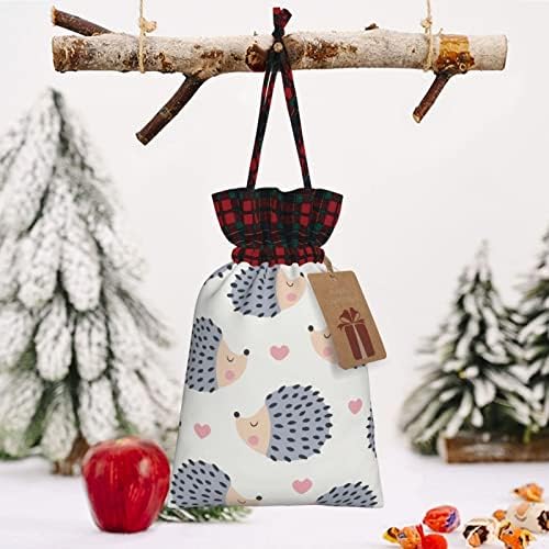 Божиќни Торби За Подароци Со Врвки Каваи-Heart-Срце Бафало Карирана Торба За Влечење Забава Ги Фаворизира Чантите