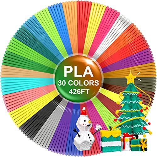 3Д печатење пенкало ПЛА филамент 1.75мм полнења, 30 бои, секоја боја 16,4 стапки, вкупно 492 стапки, пакувајте со 2 капачиња за прсти